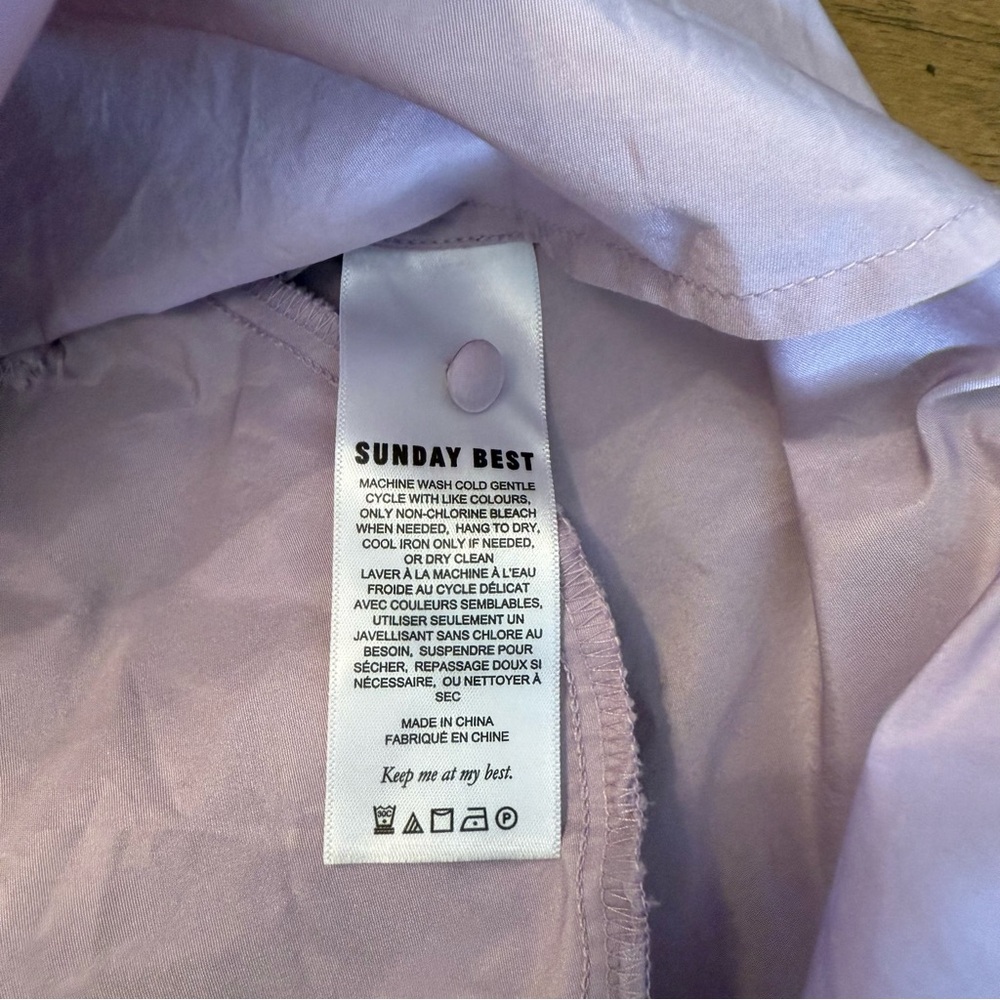 Aritzia Sunday Best Lilac Alice Taffeta Oversized Babydoll Dress Pockets XXS - Picture 10 of 10